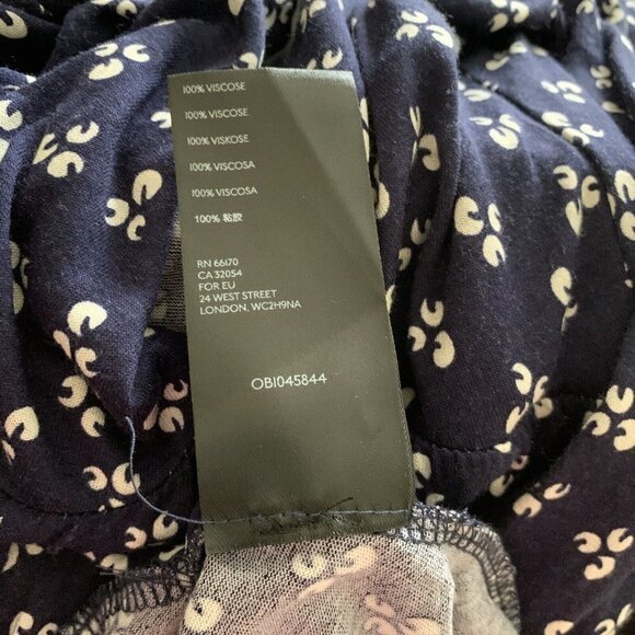 Urban Outfitters Women’s Small Navy Blue White Midi V-neck Dress Pockets Viscose - Picture 13 of 13